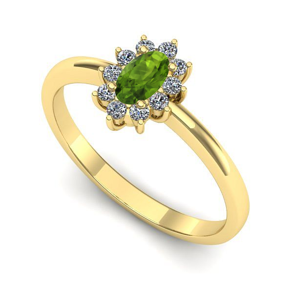 Inel logodna din aur galben cu peridot