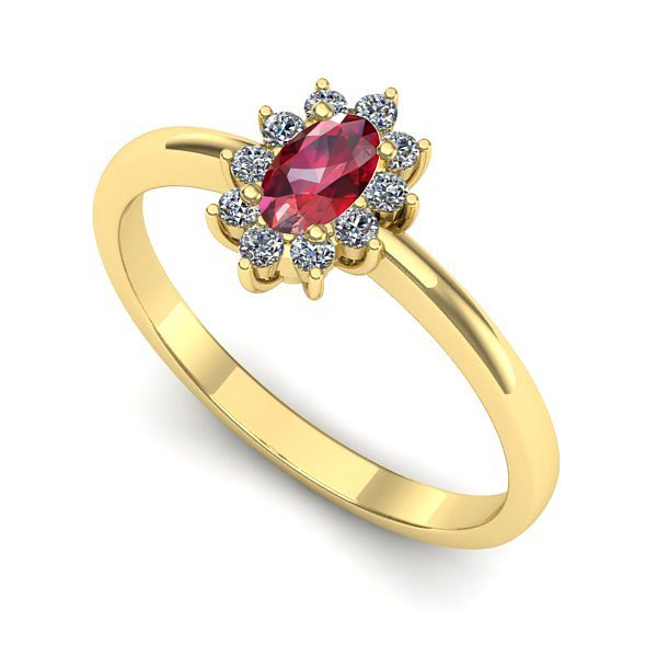 Inel logodna din aur galben cu rubin
