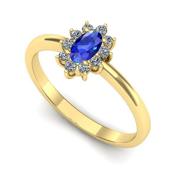 Inel logodna din aur galben cu safir