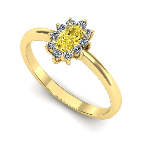 Inel logodna din aur galben cu safir galben