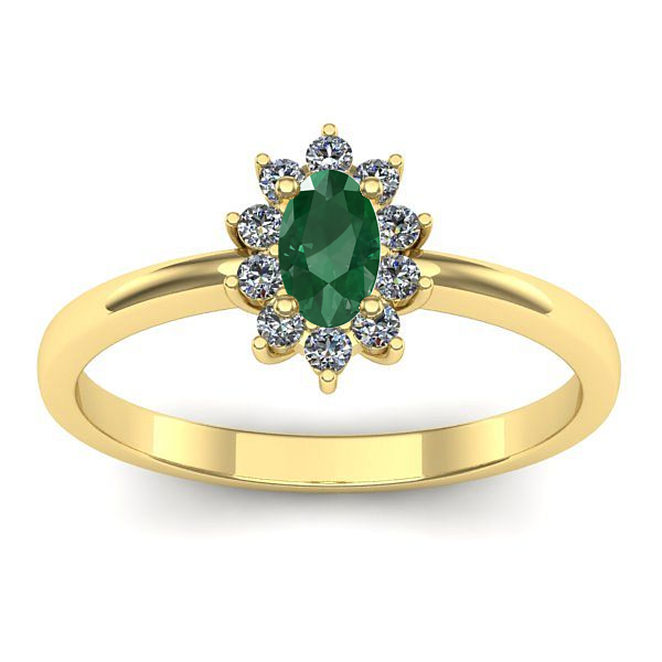 Inel de logodna cu smarald oval