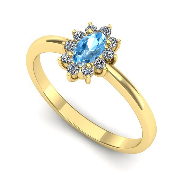 Inel din aur galben cu topaz blue