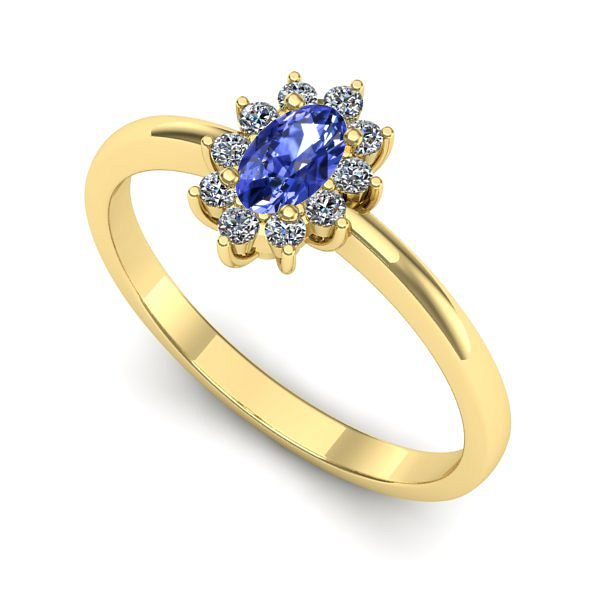 Inel logodna din aur galben cu tanzanit