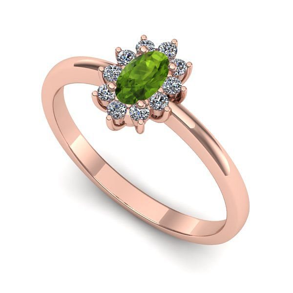 Inel din aur roz cu peridot