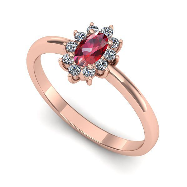 Inel de logodna din aur roz cu rubin