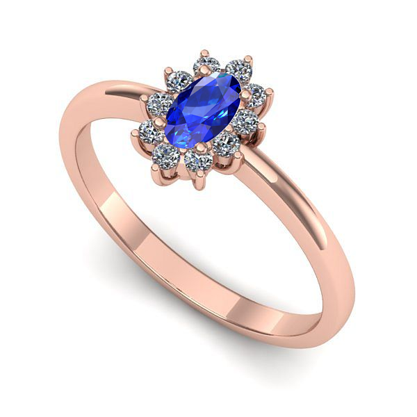 Inel logodna din aur roz cu safir