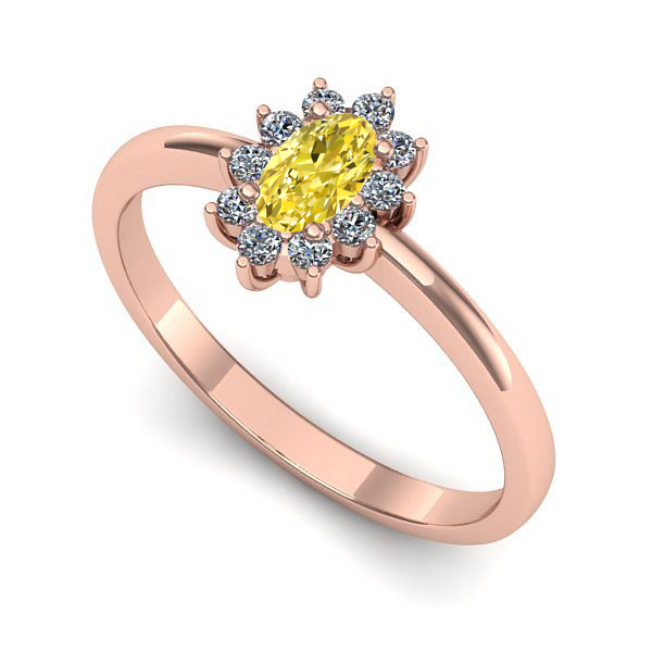 Inel din aur roz cu safir galben