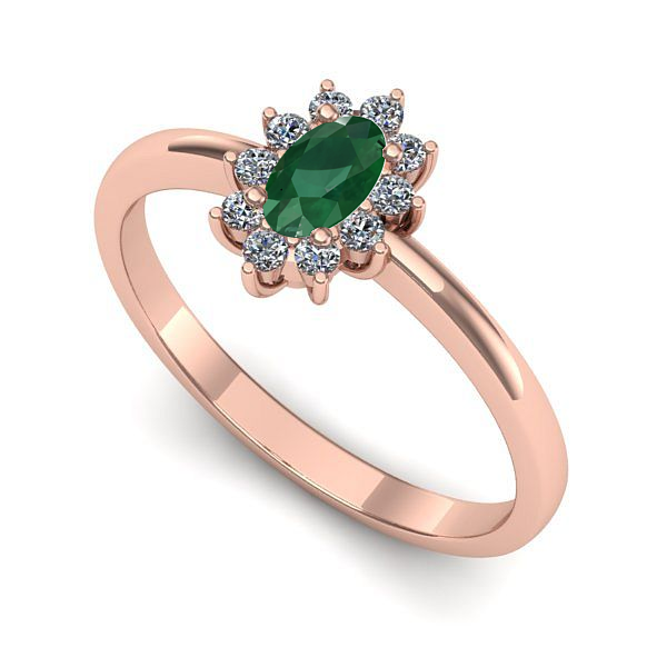 Inel din aur roz cu smarald