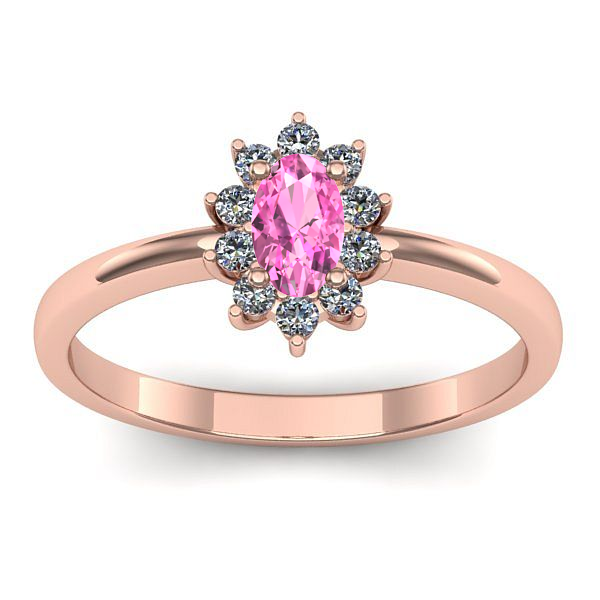 Inel cu safir roz oval