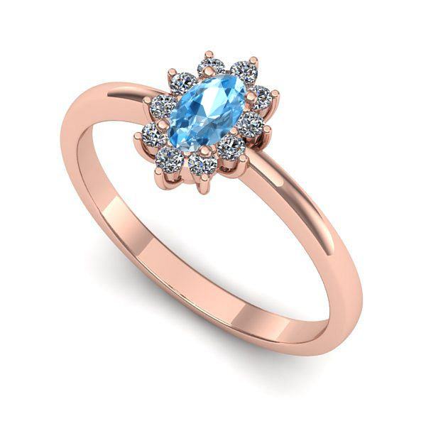 Inel de logodna din aur roz cu topaz blue