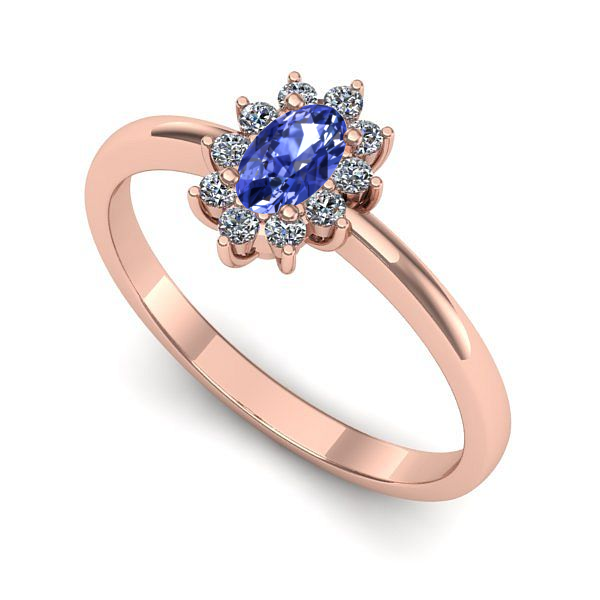 Inel logodna din aur roz cu tanzanit