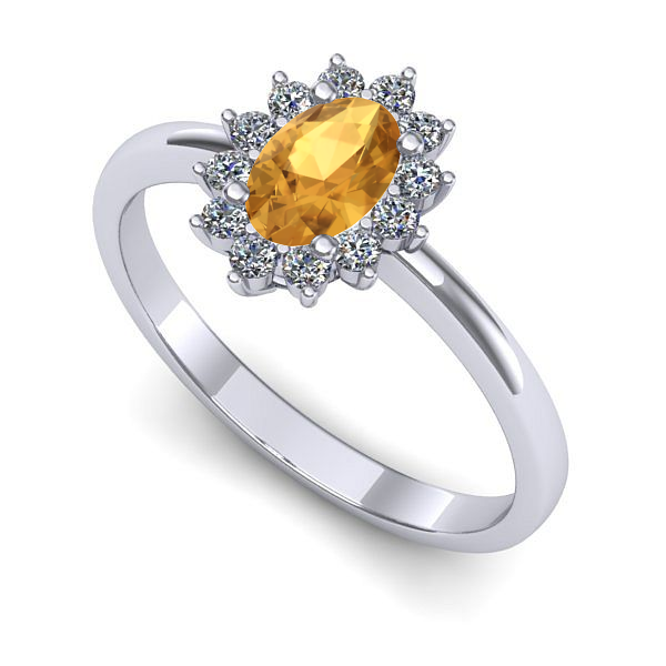 Inel din aur alb cu citrin