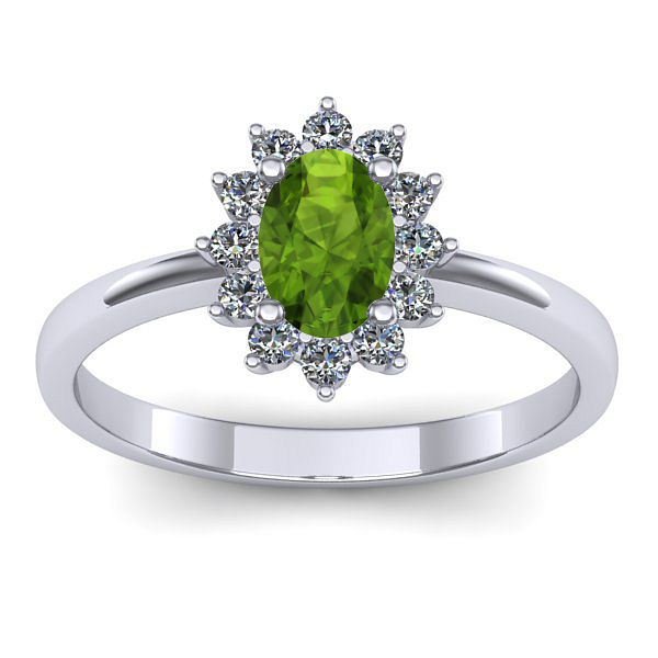Inel de logodna cu peridot oval