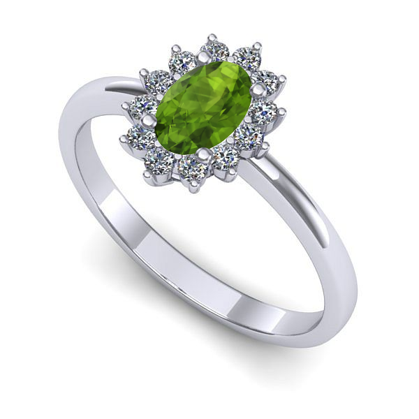 Inel din aur alb cu peridot