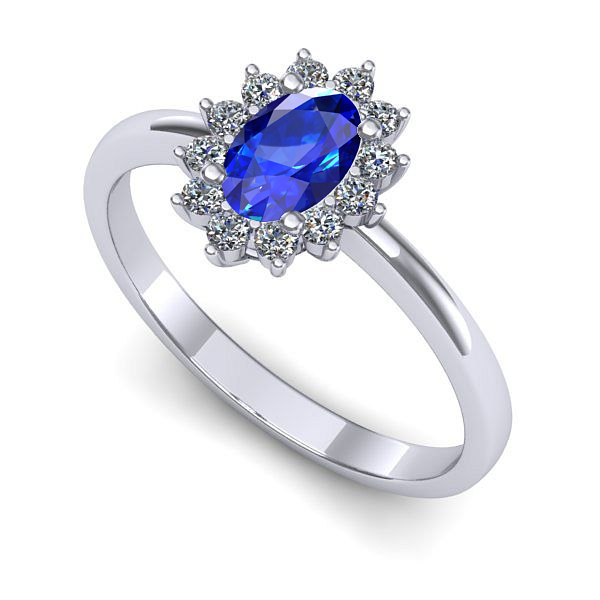 Inel logodna din aur alb cu safir