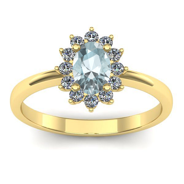 Inel logodna cu aquamarin oval