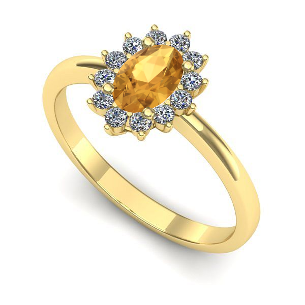 Inel de logodna din aur galben cu citrin
