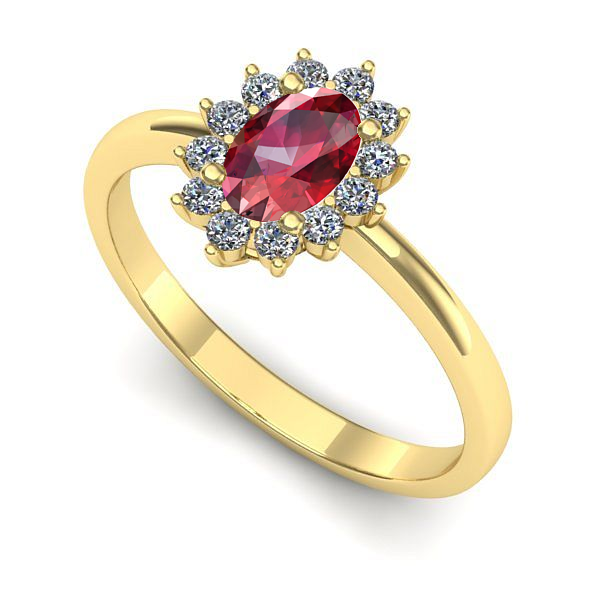 Inel logodna din aur galben cu rubin