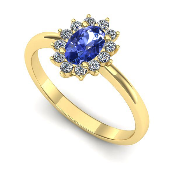 Inel de logodna din aur galben cu tanzanit