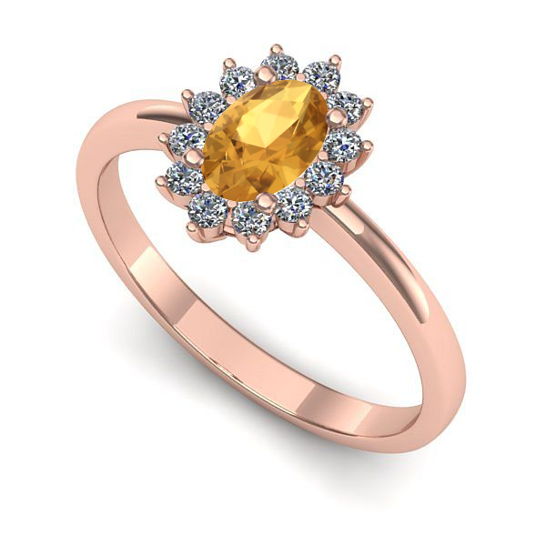 Inel din aur roz cu citrin