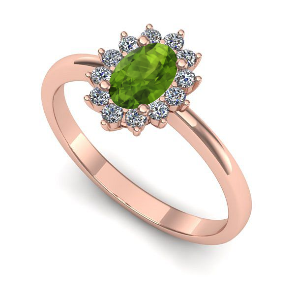 Inel de logodna din aur roz cu peridot