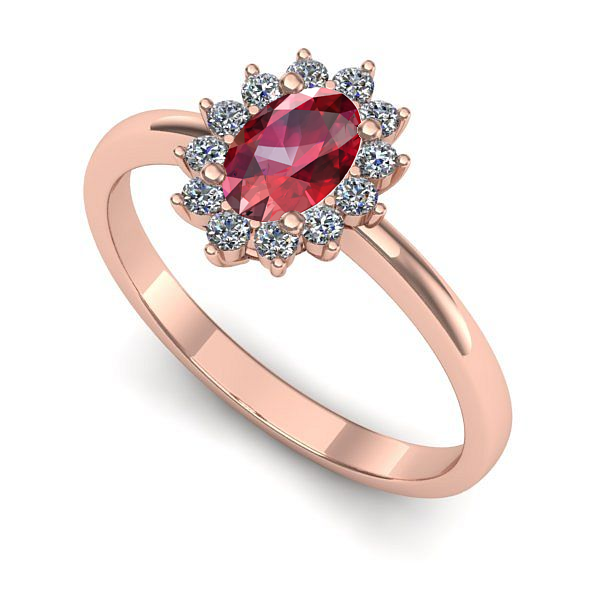 Inel logodna din aur roz cu rubin