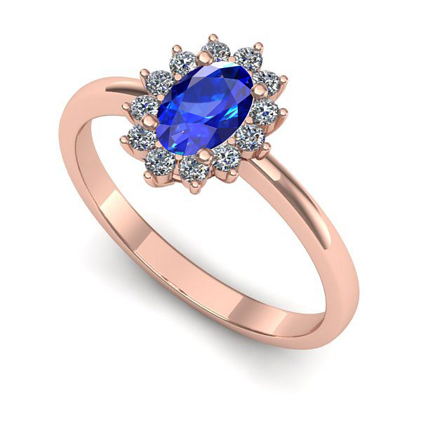 Inel din aur roz cu safir