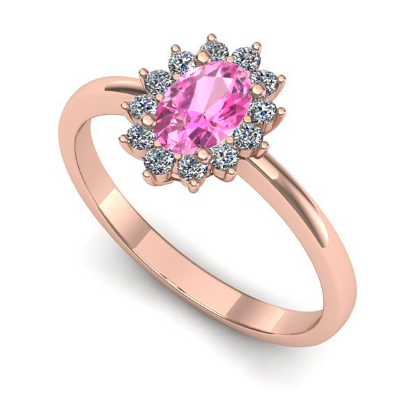 Inel de logodna din aur roz cu safir roz