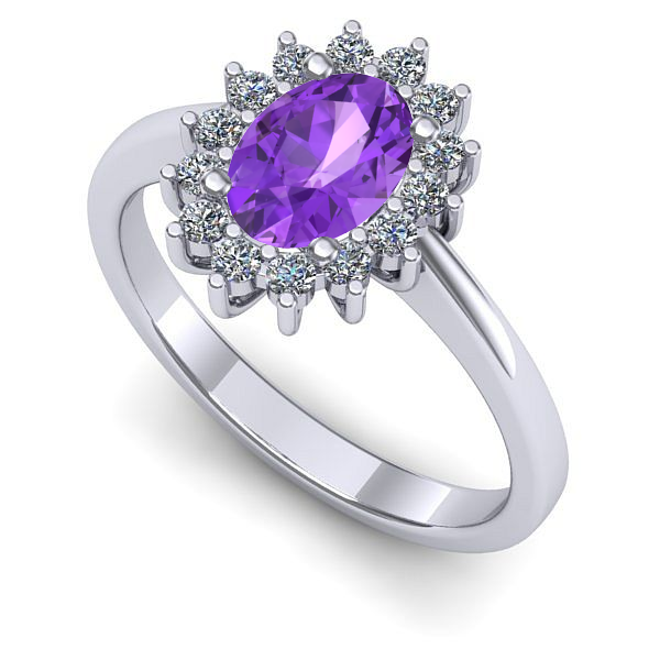 Inel din aur alb cu ametist