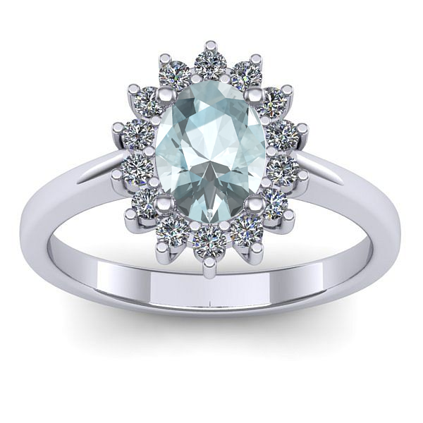 Inel cu aquamarin oval