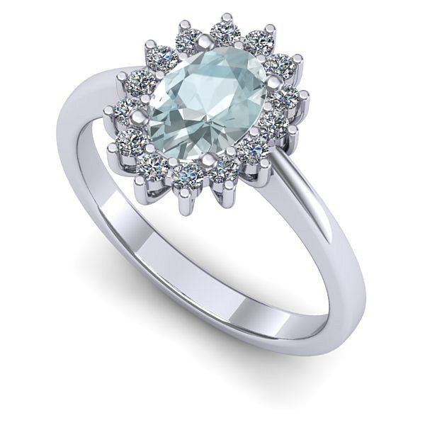 Inel de logodna din aur alb cu aquamarin