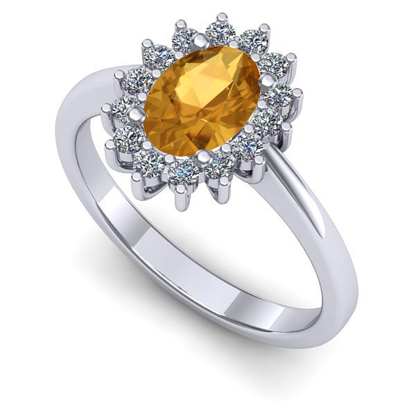 Inel din aur alb cu citrin