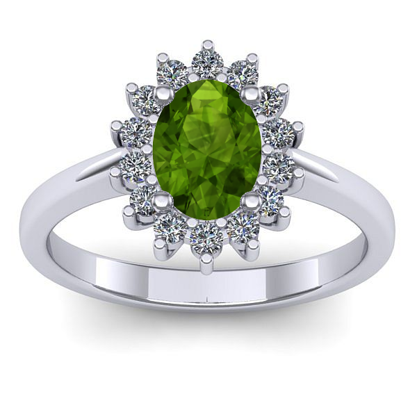 Inel de logodna cu peridot oval