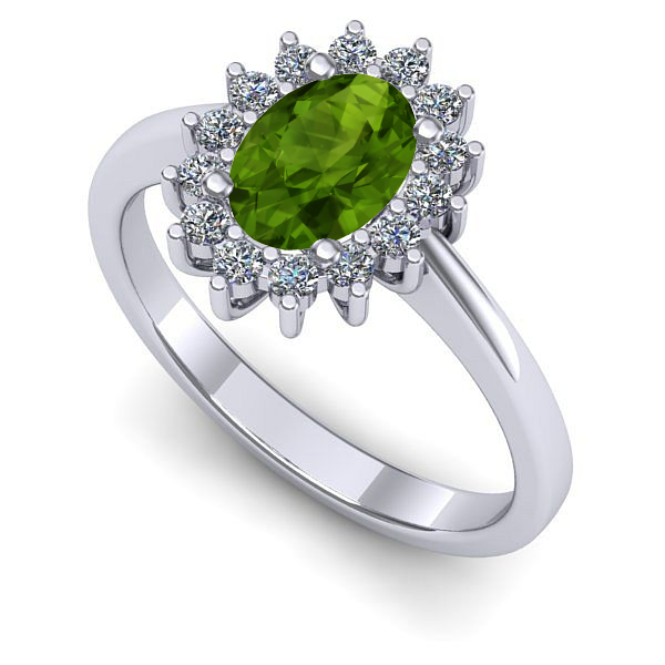 Inel logodna din aur alb cu peridot