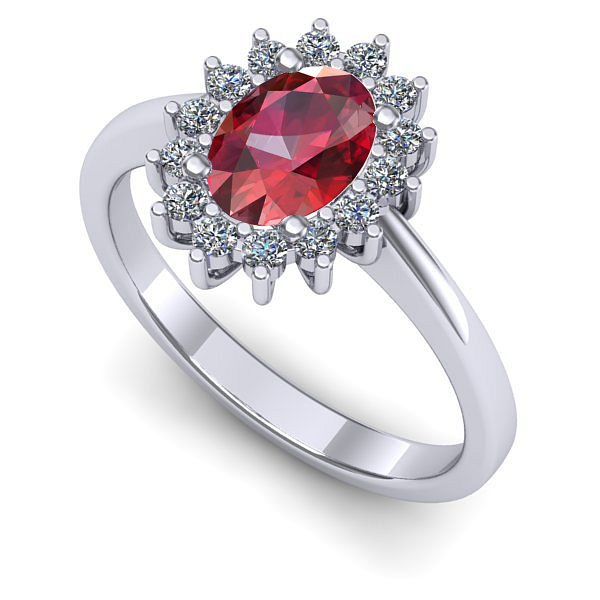 Inel de logodna din aur alb cu rubin