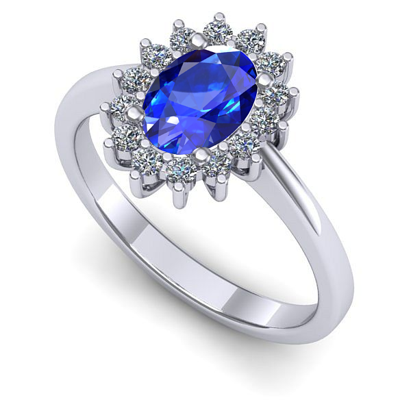 Inel logodna din aur alb cu safir