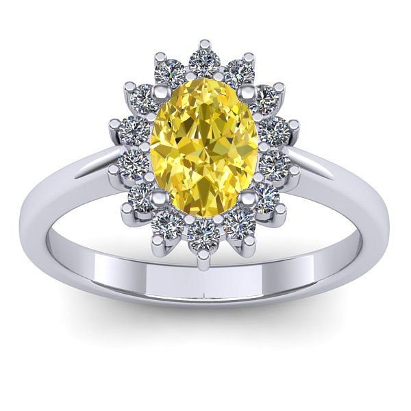 Inel de logodna cu safir galben oval