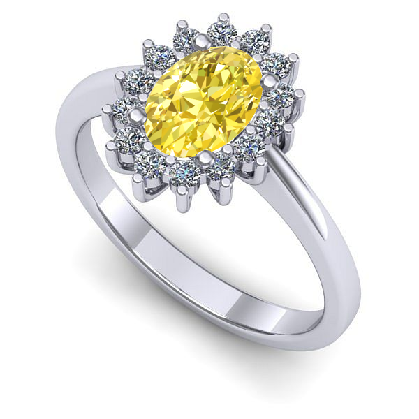 Inel din aur alb cu safir galben