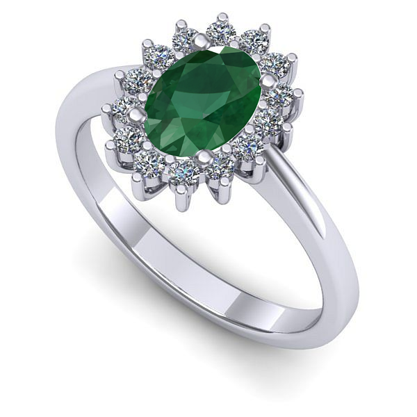 Inel din aur alb cu smarald