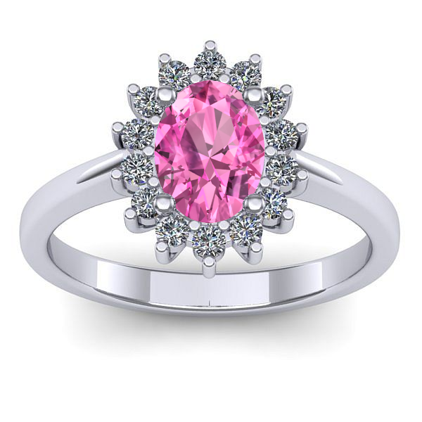 Inel logodna cu safir roz oval