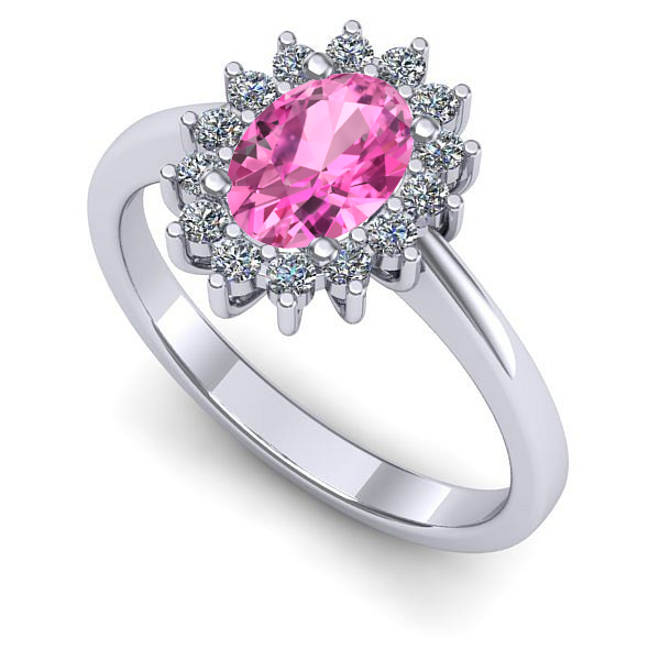 Inel de logodna din aur alb cu safir roz