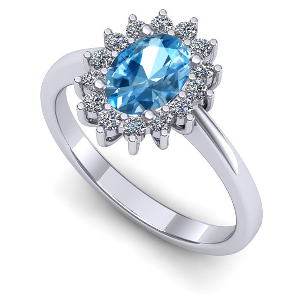 Inel din aur alb cu topaz blue