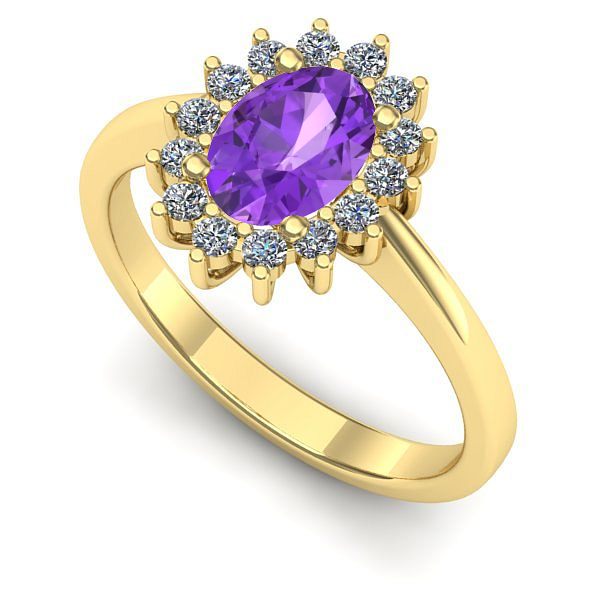 Inel de logodna din aur galben cu ametist