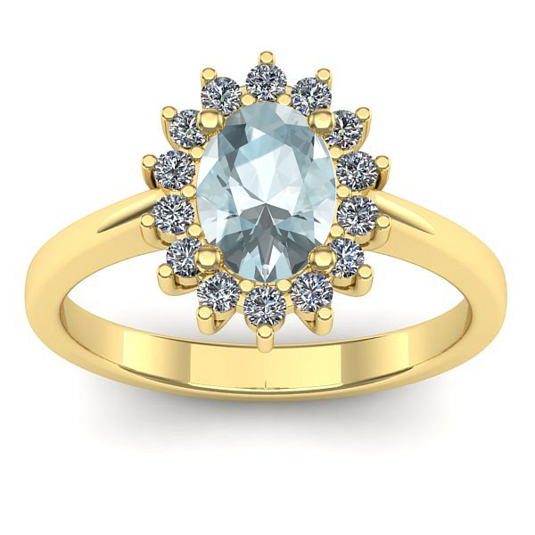 Inel logodna cu aquamarin oval