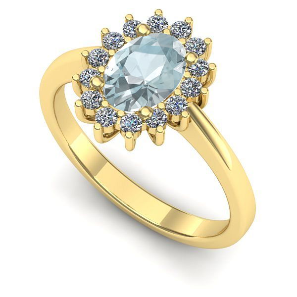 Inel din aur galben cu aquamarin