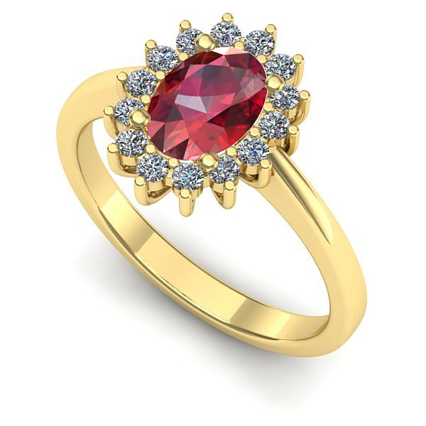 Inel logodna din aur galben cu rubin