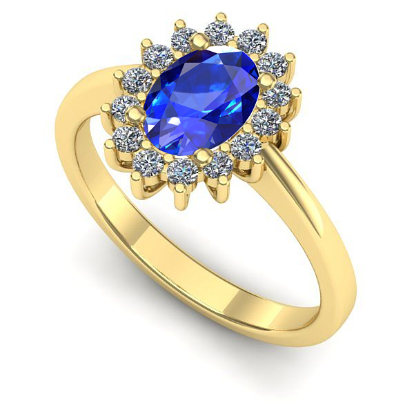 Inel logodna din aur galben cu safir