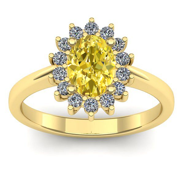 Inel cu safir galben oval
