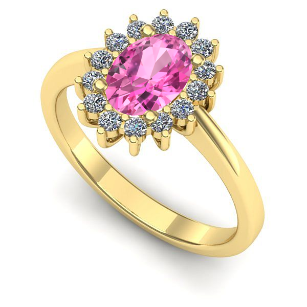 Inel din aur galben cu safir roz