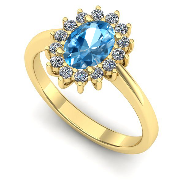 Inel din aur galben cu topaz blue